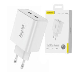 Adaptador Foneng EU50 Portas Dual (Tipo C+Tipo C) PD35W Branco Adaptador Foneng EU50 Portas Dual (Tipo C+Tipo C) PD35W Branco